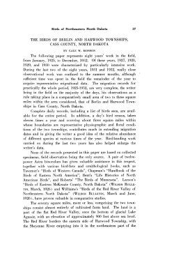 the birds of berlin and harwood townships, cass county, north dakota