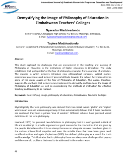 Demystifying the Image of Philosophy of Education in Zimbabwean