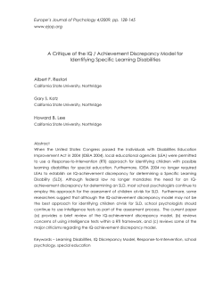 A Critique of the IQ / Achievement Discrepancy Model for Identifying