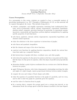 Mathematics 100 and 180 Learning Objectives Session 2014W