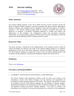 10.01 - Internal Auditing - Policy and Regulation Library