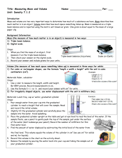 Title: Measuring Mass and Volume Name: Per: ___ Unit: Density 7.1.2