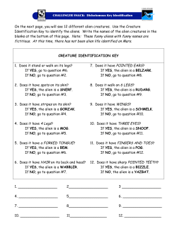CHALLENGER SNACK: Dichotomous Key Identification - PLC-METS