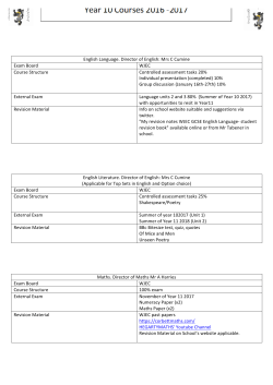 English Language. Director of English: Mrs C Cumine Exam Board