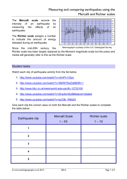 Measuring and comparing earthquakes using the Mercalli