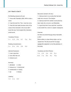 Reading Challenge 3 2nd &ndash; Answer Key