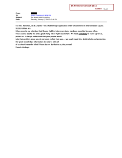 To: Mrs. Hamilton, re: B.C.Hydro &ndash;2015 Rate Design Application