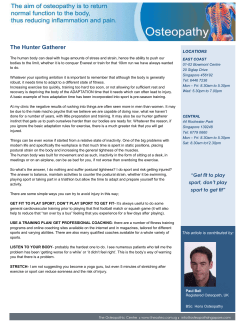 The Hunter Gatherer - The Osteopathic Centre