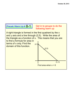 A right triangle is formed in the first quadrant by the x