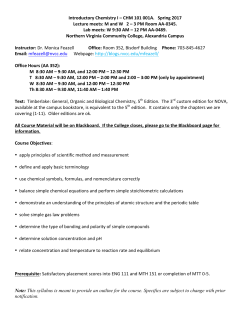 Syllabus CHM 101-1 Lecture and Lab (Spring 2017