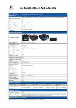 Logitech Bluetooth Audio Adapter Datasheet