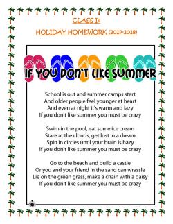 CLASS Iv HOLIDAY HOMEWORK (2017