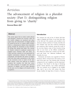 Articles The advancement of religion in a pluralist society