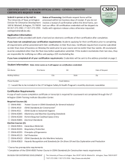 General Industry CSHO Certificate Request Form