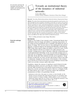 Towards an institutional theory of the dynamics of industrial networks