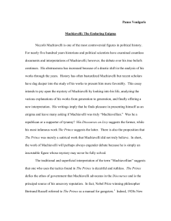 Machiavelli: The Enduring Enigma