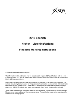 2013 Spanish Higher &ndash; Listening/Writing Finalised Marking