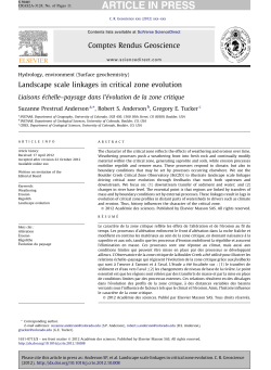 Landscape scale linkages in critical zone evolution Comptes
