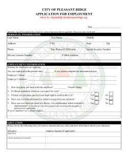 City of Pleasant Ridge Application for Employment