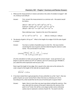 Chemistry 102 &ndash; Chapter 1 Summary and Review Answers