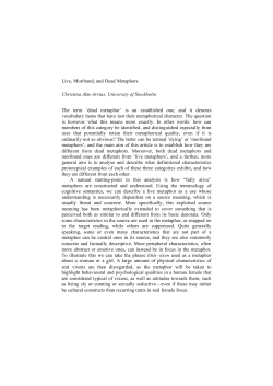Live, Moribund, and Dead Metaphors Christina Alm