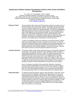 Assessment of Equine Industry Hay Selection Criteria in New Jersey