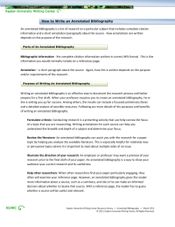 How to Write an Annotated Bibliography
