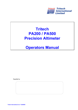 Precision Altimeter Operator Manual