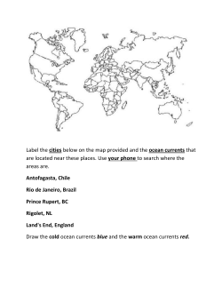 Label the cities below on the map provided and the ocean currents