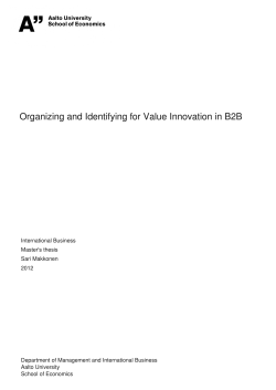 Organizing and Identifying for Value Innovation in B2B