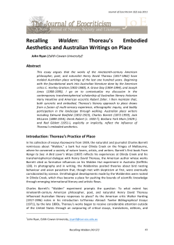 Thoreau`s Embodied Aesthetics and Australian Writings on Place