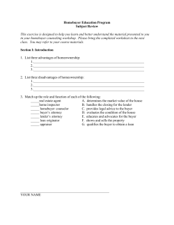 Homebuyer Education Program Subject Review This exercise is