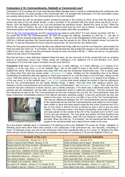 Colossians 2:16, Commandments, Sabbath or Ceremonial Law