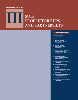 Topic III Sole Proprietorships and Partnerships
