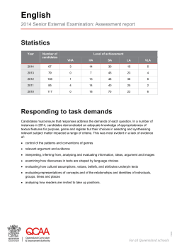English: 2014 Senior External Examination Assessment report