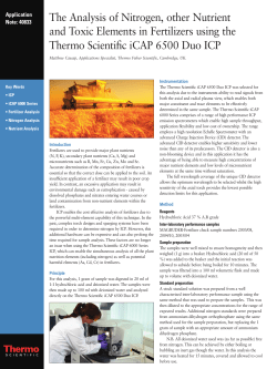 The Analysis of Nitrogen, other Nutrient and Toxic Elements in