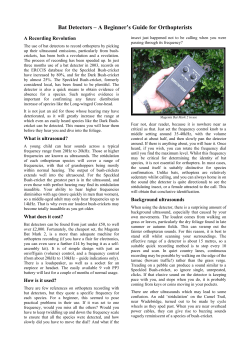 Bat Detectors &ndash; A Beginner`s Guide for Orthopterists
