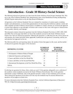 Grade 10 History Released Test Questions