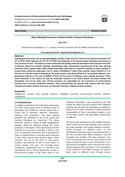 Mass Wasting Processes in Khairna Basin: Kumaon Himalayas