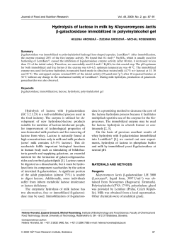 Hydrolysis of lactose in milk by Kluyveromyces lactis &beta;