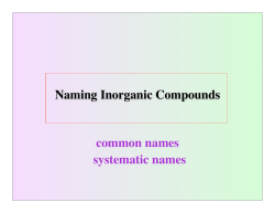 Naming Inorganic Compounds common names systematic names