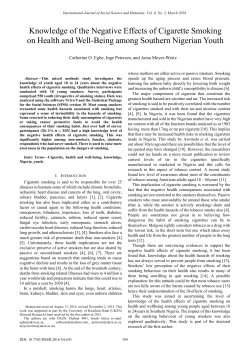 Knowledge of the Negative Effects of Cigarette Smoking on Health