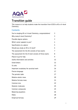 AS and A-level Chemistry Transition guide