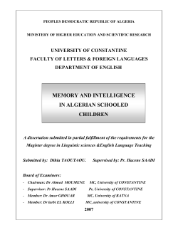 memory and intelligence in algerian schooled children