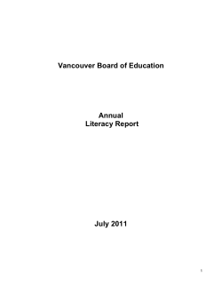 Vancouver Board of Education Annual Literacy Plan 2011