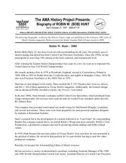 Hunt, Robin W. (Bob) - Academy of Model Aeronautics