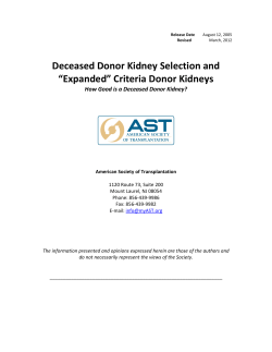Deceased Donor Kidney Selection and