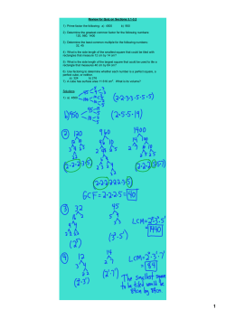 Review for Quiz on Sections 3.13.2 1) Prime factor the following