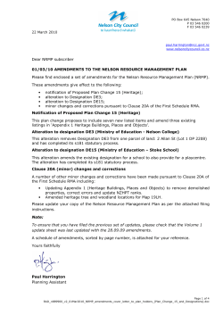 Dear NRMP subscriber 01/03/10 AMENDMENTS TO THE NELSON