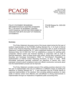 PCAOB Policy Statement Regarding Implementation of Auditing